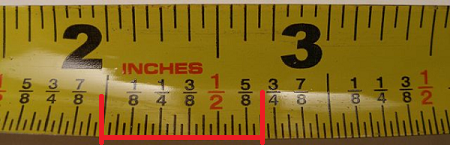 tape measure reading all sizes